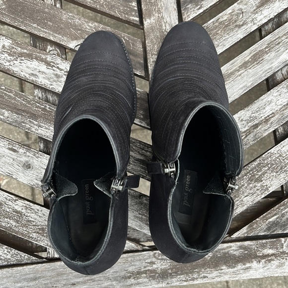 Paul Green Malibu Sliced Zip Bootie Black Nubuck Leather, Size 6.5 US - Picture 9 of 11